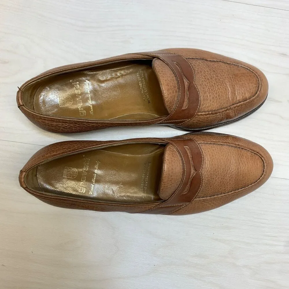 Gravati Penny Loafer Mens Sz 8.5 Brown Leather Dress Shoes Handmade Italy Formal